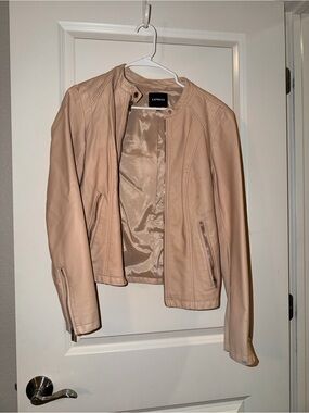 Express Blush Nude Faux Leather Moto Jacket